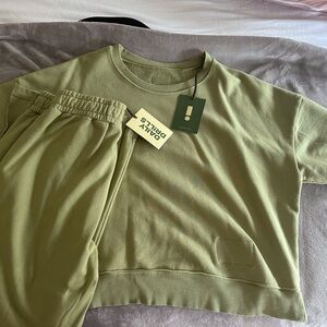 Olive Green Daily Drills Sweatshirt and Pants Set